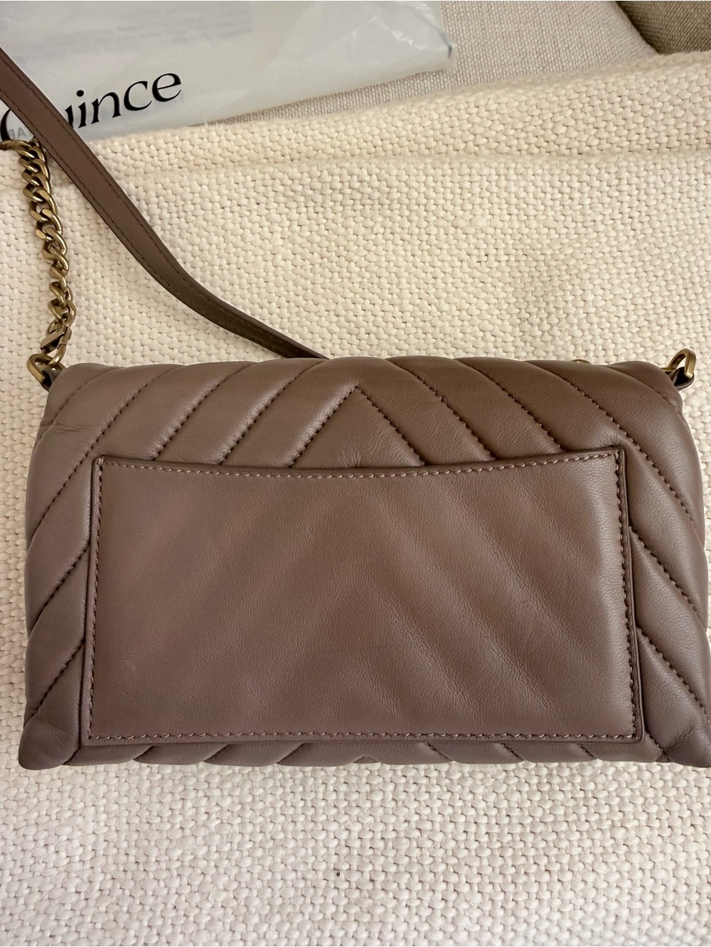 Quince Italian Leather Quilted Wallet Crossbody - Taupe Brown - Picture 4 of 9